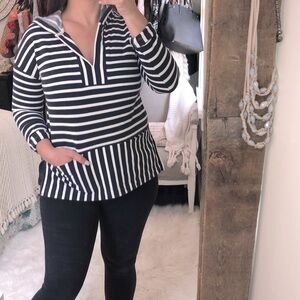 Melloday small blue striped hoodie sweatshirt